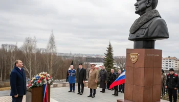 В Барнауле открыли бюст Героя России Игоря Иванова на Аллее ветеранов